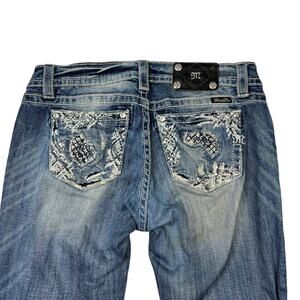 Miss Me Relaxed Bootcut Low Rise Jeans Y2K Bling Rhinestones Embellished 30